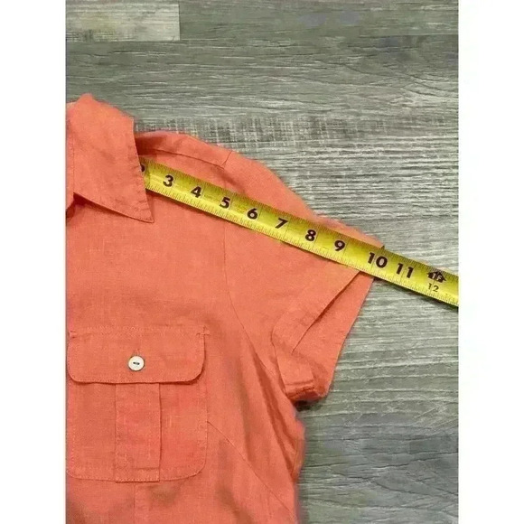 Richard Malcolm Irish Short Sleeve Button Up Shirt Sz M Pearl Button 100% Linen - Picture 10 of 13